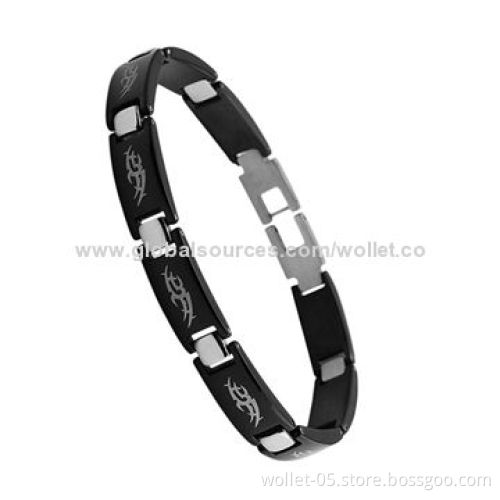 Fashionable 316L Stainless Steel Bracelet with IP Black Plating, ODM and OEM Designs are Accepted